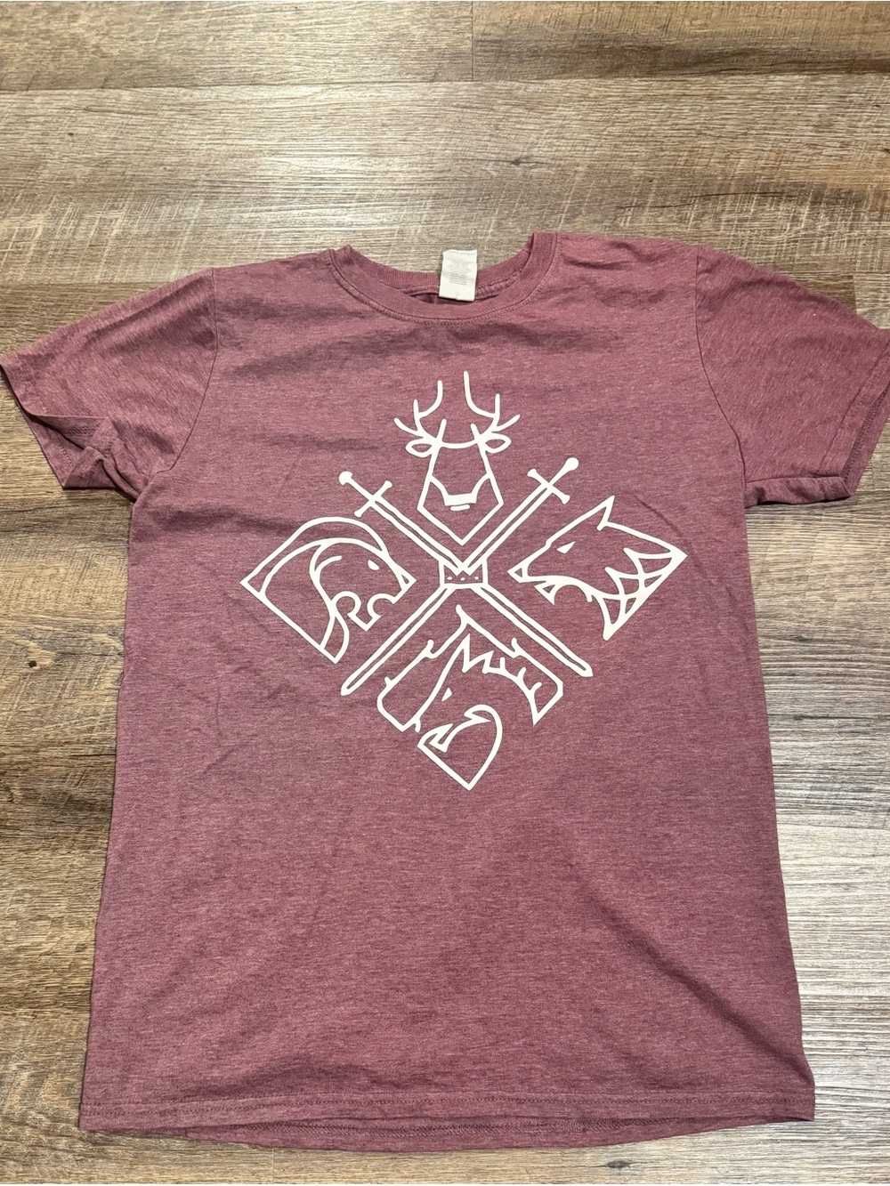 Mauve colored Game of Thrones logo house tee